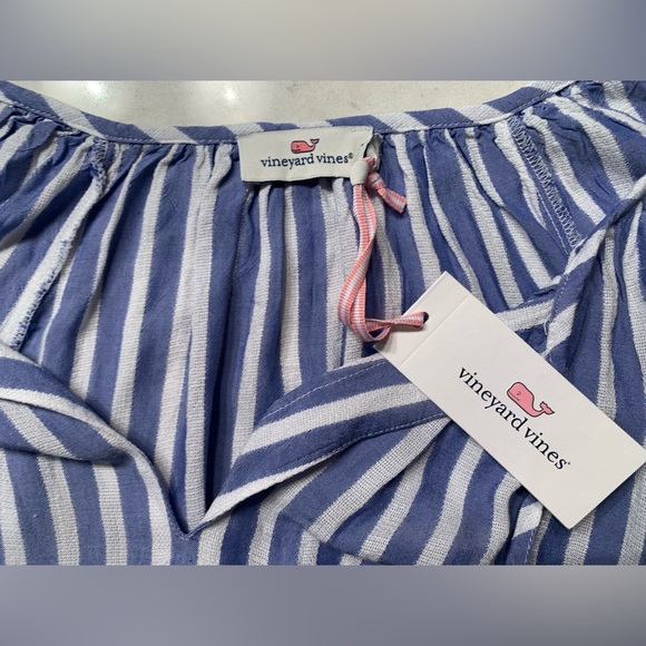 Vineyard Vines Women's Savannah Sail Stripe Popover Top in Blue NWT - Size Med - Picture 6 of 11